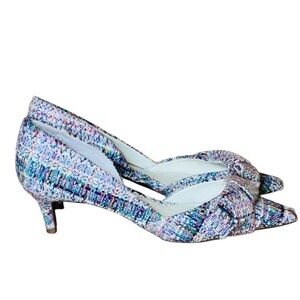 Norsdtrom 1901 Barrett Bow kitten heel Shoe multicolor tweed fabric